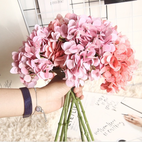 1 bunch fake hydrangeas wedding decorative flowers vases for home decor bridal accessories clearance cheap Artificial flowers ► Photo 1/6