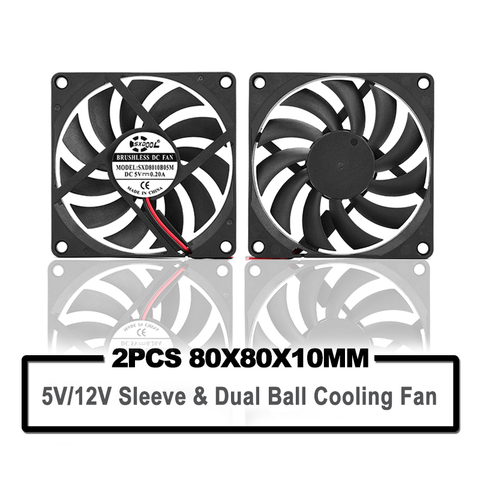 2PCS SXDOOL slim 80MM 10mm 80x80x10mm 8cm 5V 8010 2PIN Dual Ball fan Brushless DC Cooling Cooler PC CPU Computer Case Fan Cooler ► Photo 1/6
