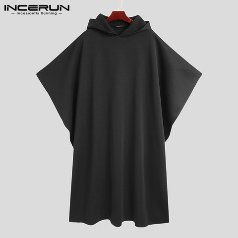 Stylish Men Cloak Coats Hooded Cape Solid Loose 2022 Streetwear Punk Style Windproof Men Long Trench Chic Winter Poncho INCERUN ► Photo 1/6