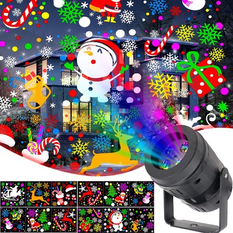 Christmas Projector Lamp 20 Patterns Laser LED Stage Lights Projection Light Xmas Decoration Lamp for Home Holiday Garden Party ► Photo 1/6