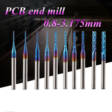 End Mill Cutter Blue Titanium Coated Edge Cutter Carbide For PCB Machine CNC Router Bits Engraving Cutting Grinding 0.8-3.175mm ► Photo 1/6