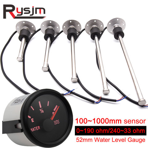52mm Water Level Gauge Sensors 0-190ohm 240-33ohm Fuel Level Sensor 150 250 300 350 mm Fuel Sender Unit Auto Gauge for Car Boat ► Photo 1/6