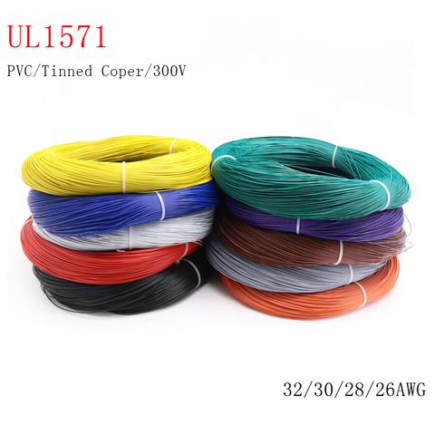 5M/10M UL1571 32/30/28/26AWG PVC Electronic Wire Flexible Cable Insulated Tin-plated Copper Environmental LED Line Colorful ► Photo 1/5