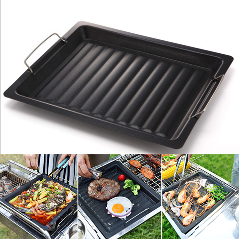 30X25CM BBQ Frying Grill Plate Korean BBQ Frying Pan Non-Stick Grill Plate Kitchen Cooking Easy To Clean Picnic Outdoor Barbecue ► Photo 1/6