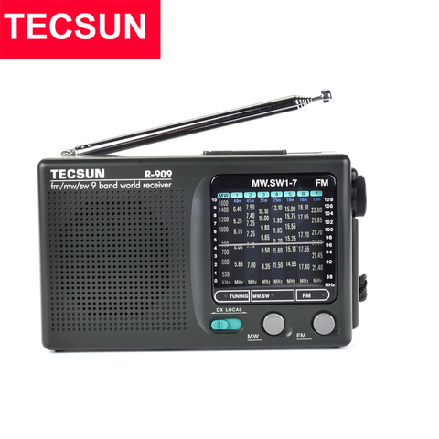 TECSUN R-909 AM/FM/SW Radio 1-7 9 Bands World Band Receiver Portable Radio FM: 87.0-108MHz/ŸMW: 525-1610 kHz Retro Pocket Radio ► Photo 1/6