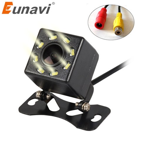 Eunavi 8 LED Night Vision Car Rear View Camera Universal Backup Parking Camera Waterproof Shockproof Wide Angle HD Color Image ► Photo 1/6