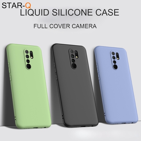 for redmi9 New upgrade full cover camera liquid silicone phone case for xiaomi redmi 9 original soft protective back cover ► Photo 1/6