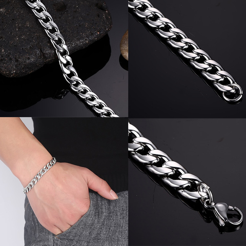 2022 bracelets men's stainless chain on hand steel Steel color bracelet male accessories fasion jewellery Wholesale simple punk ► Photo 1/6