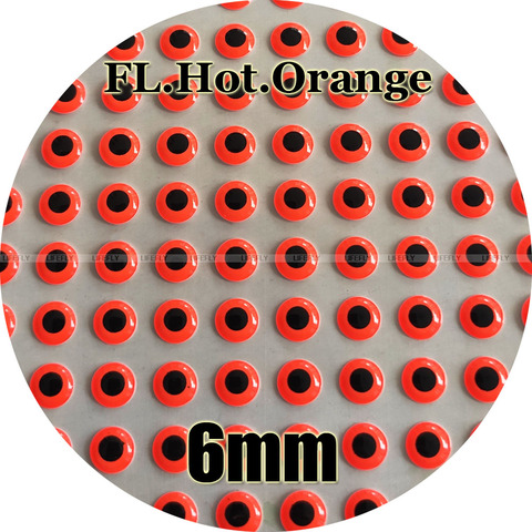6mm 3D FL.Hot.Orange / Wholesale 700 Soft Molded 3D Holographic Fish Eyes, Fly Tying, Jig, Lure Making ► Photo 1/1