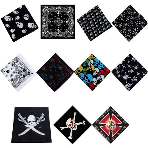 54x54cm Unisex Skull Theme Colorful Cotton Fabric Square Bandanas Graphic Print Gothic Scarf Sport Hip-Hop Wristband Hair Wrap ► Photo 1/6