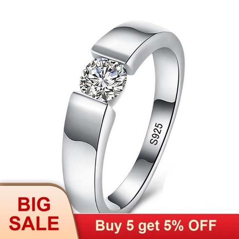 Real Natural Solid 925 Silver Rings 1 Carat Sona Diamant Wedding Rings for Women and Men Full Size 6 7 8 9 10 11 12 ► Photo 1/6