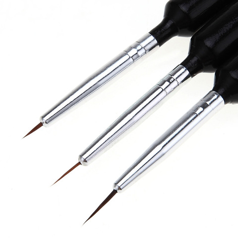 3Pcs Black Paint Brush Fine Hand Painted Thin Hook Line Pen Nylon Hair Brush for Watercoolor Oil Painting School Office Supply ► Photo 1/5