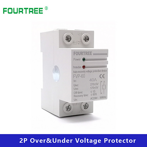 Over And Under Voltage Protective Device Automatic Self-Recovery Reconnect Protection Relay 32/40/50/60A AC 220V Din Rail ► Photo 1/6