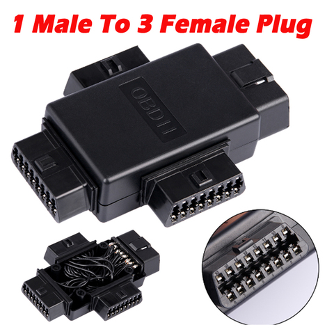 3in1 16 Pin OBD2 Car Connector Plug 1 Male To 3 Female ELM327 Multi-function Plug Diagnostic Cables Tool Car Connector Adapter ► Photo 1/6