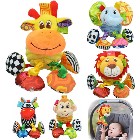 0-12 Month Infant Baby Rattles Mobiles Toys Spiral Bed Stroller Crib Cot Hanging Plush Rattle Toy Animal Early Educational Toy ► Photo 1/6