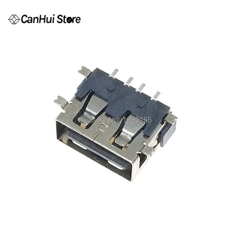 5PCS SMD USB Type A Female jack 4PIN AF 10.0 PCB Mount Socket Connector Black Flat Edge DIY Repair Phone Toy Parts ► Photo 1/2