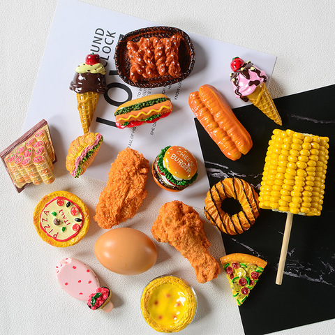 Creative simulation food 3D fridge magnets Sweet cone fried chicken leg hamburger magnetic decoration magnet refrigerator paste ► Photo 1/6