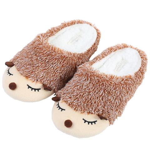 Millffy cute brown Hedgehog slipper cortoon  comy home indoor warm slipper Cartoon Plush  Slippers women animal slipper ► Photo 1/6