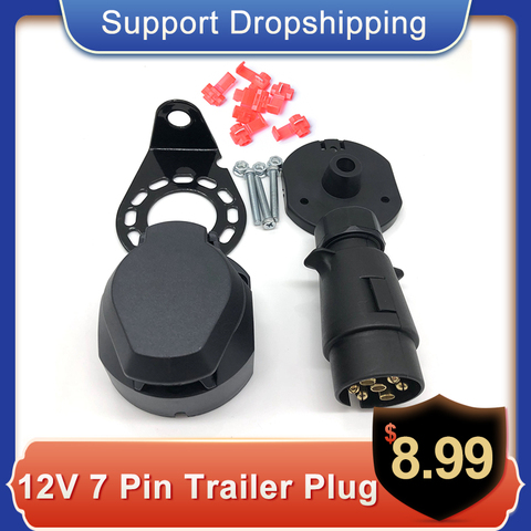 12V 7 Pin Trailer Plug Connector Plug Socket Bracket Wire Clamps Gasket Kits Towing Adapter For Car Boat Truck Caravan ► Photo 1/6