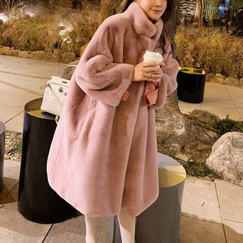 Bella philosophy Winter Women Mink Fur Loose Coats Luxury Thicken Warm Ladies Oversize Female Plush Cardigan outwear ► Photo 1/6