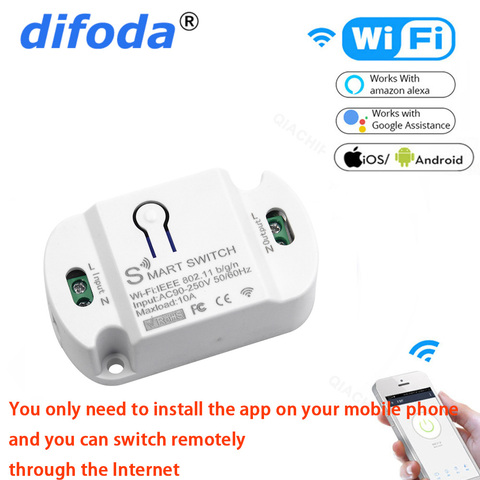 difoda 433.92MHz Wifi Receiver Mobile Phone Remote Control Switch Relay 110V 220V Smart Home 433 mhz Tuya App Timer Module ► Photo 1/6