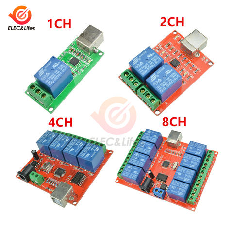 5V 12V 1 2 4 8 Channel Relay Module USB Control Switch Board Programmable Computer Control For WIN7, XP 32 -bit Smart Home ► Photo 1/6