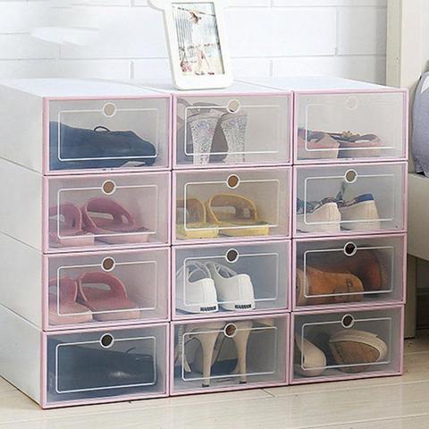 1pc Transparent shoe box storage shoe boxes thickened dustproof shoes organizer box can be superimposed combination shoe cabinet ► Photo 1/6