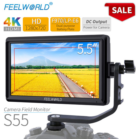 FEELWORLD S55 5.5 inch DSLR Camera Monitor 4K HDMI LCD IPS HD 1280x720 Display Field Monitor 8.4V DC Output for Nikon Sony Canon ► Photo 1/6