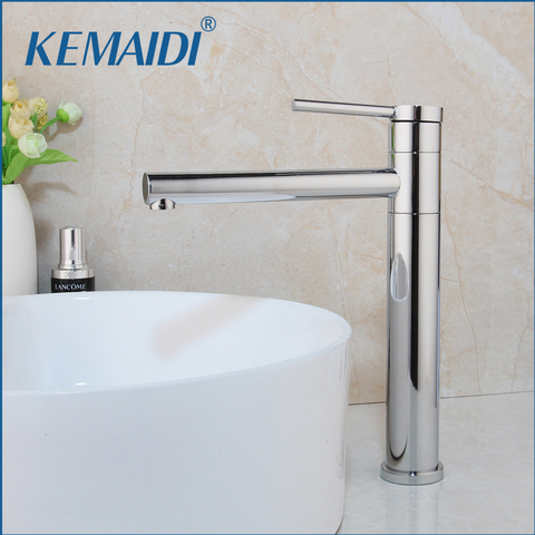 KEMAIDI  Tall Bathroom Faucet Basin Sink Black and Chrome Finished Tap Hot Cold Water Mixer Tap  Deck Mounted Bathroom Faucet ► Photo 1/5