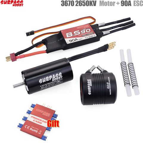 Waterproof 3670 2650KV Motor w/ Water Cooling Jacket & 90A Brushless ESC Programming Card For RC Boat RC Accessories ► Photo 1/6