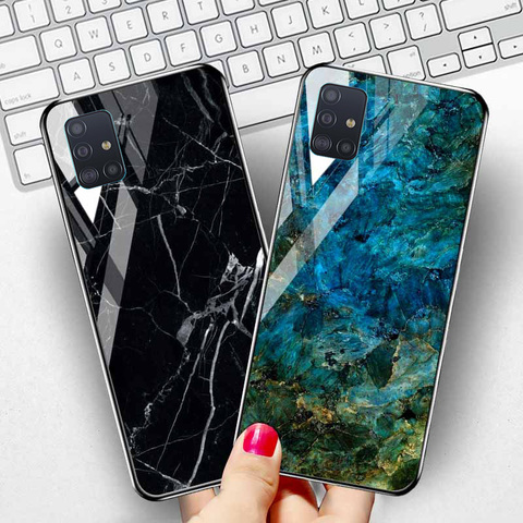 Marble Tempered Glass Case For Samsung Galaxy A51 A71 Cases Samsung Note 20 Ultra 10 Lite S20 S8 S9 Plus S10e J4 J6 Cover Fundas ► Photo 1/6