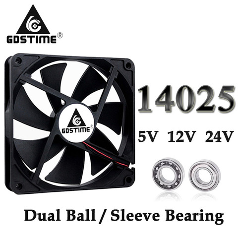 1Pcs Gdstime 5V 12V 24V USB 140x140x25mm 140mm Dual Ball Brushless PC Case DC Cooling Fan 14025 14CM Industrial Cabinet Radiator ► Photo 1/6