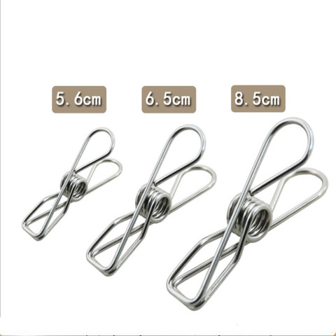 2Pcs 56mm 65mm 85mm Clothing Pants Underwear Towel Socks Multipurpose Small Metal Clip Party Wedding Stainless Steel Pegs Decor ► Photo 1/6