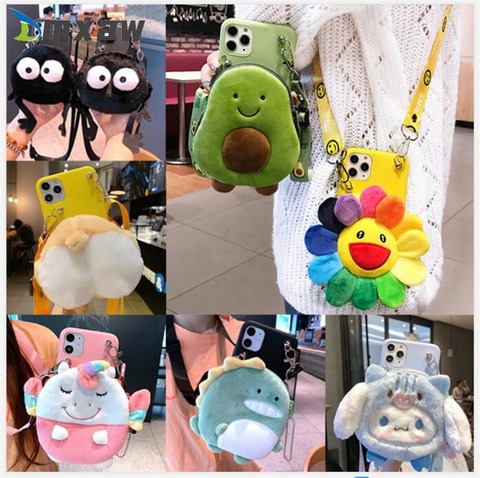 Cute unicorn Dinosaur Wallet Bag for Xiaomi Redmi K30s K30 Ultra 9A 9C 9 10X 8A Pro 8 7 7A Case Avocado Coin Purse Rope Cover ► Photo 1/6