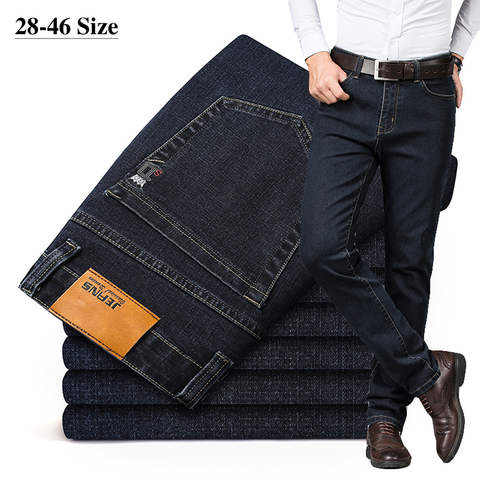 Plus Size 42 44 46 Men's Fashion Casual Jeans Classic Business Straight Elasticity Denim Pants Spring Autumn Trousers Male Brand ► Photo 1/6