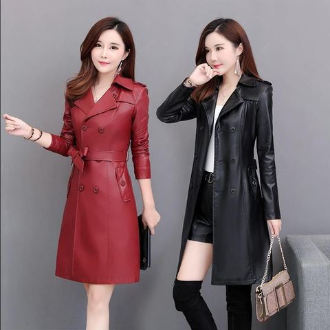 2022 fall top Compound lambskin leather jacket lady Free wash PU women clothing plus size trench Long faux fur coat streetwear ► Photo 1/5