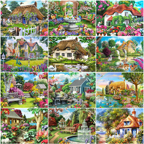 Evershine Full Square Round 5D DIY Diamond Painting Garden Scenery Diamond Embroidery House Cross Stitch Mosaic Craft Home Decor ► Photo 1/6