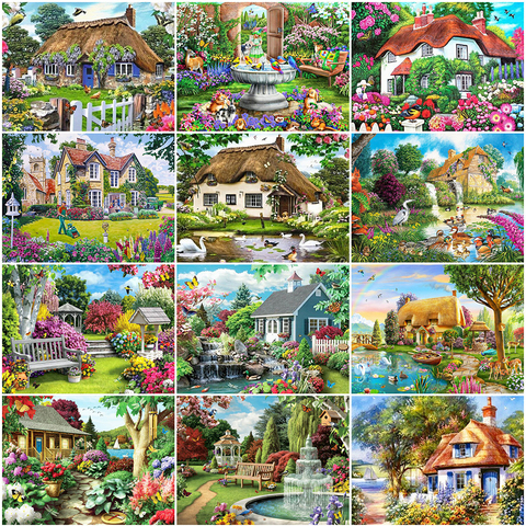 Evershine Full Square Round 5D DIY Diamond Painting Garden Scenery Diamond Embroidery House Cross Stitch Mosaic Craft Home Decor ► Photo 1/6