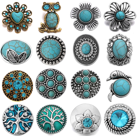 5pcs/lot Cross Flower Tree Owl Dolphin Snap Button 18mm Natural Stone Snap Button For Snaps Bracelet Jewelry DIY Accessories ► Photo 1/6