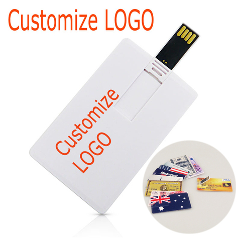 Customized Credit Card 16GB 32GB USB Flash Drive USB2.0 Pendrive 4GB 8GB Personalizado Logo Memory Stick Pen Drive Wedding Gifts ► Photo 1/6