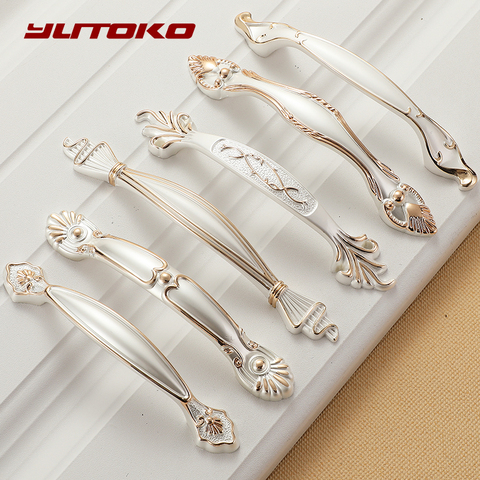 YUTOKO Zinc Aolly White Cabinet Handles Kitchen Cupboard Door Pulls Drawer Knobs European Fashion Cabinet handle Hardware ► Photo 1/6