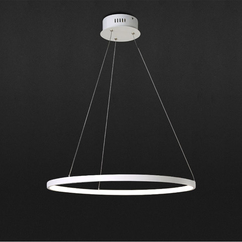 (WECUS) Creative Modern Home LED For Living Room Bedroom Dining Room White Circle Frame LED Chandeliers AC 110V 220V ► Photo 1/6