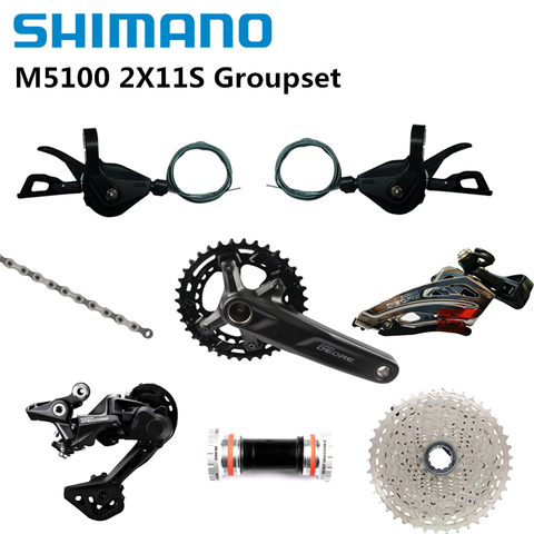 Shimano Deore M5100 2x11s Groupset MTB Bike 170mm 175mm 36T-26T Crankset BB52 RD-M5120 M5100 Cassette 11-51T Shift Lever HG601 ► Photo 1/5