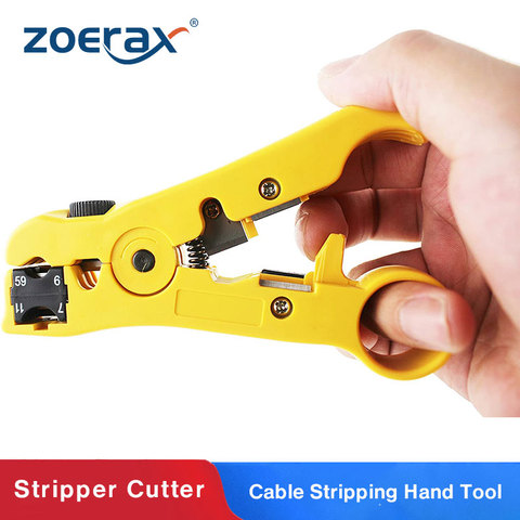 ZoeRax Cutter and Stripper for CAT5 CAT6 Flat or Round STP/UTP Cable Stripping Hand Tool for RG59/6/7/11 Tool ► Photo 1/6