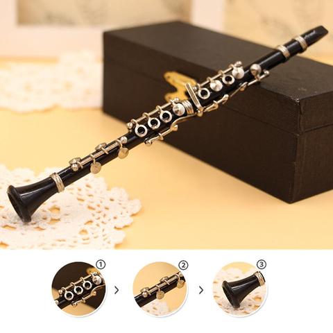 Mini Clarinet Model Musical Instrument Miniature Desk Decor Display Models Ornament with Black Leather Box + Bracket ► Photo 1/6