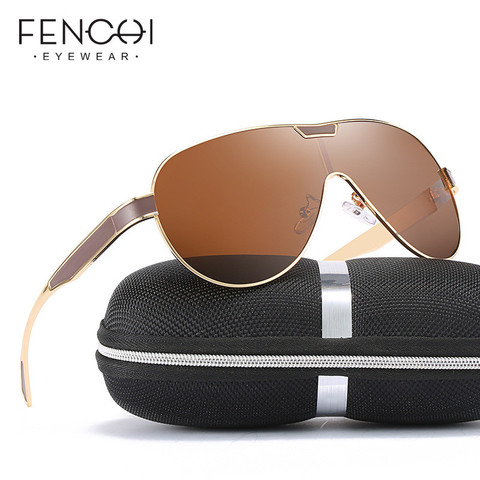 FENCHI Polarized Men Sunglasses Oversized 2022 UV400 High Quality Retro Sun Glasses  Brown Black Driving Eyewear For Men/Women ► Photo 1/6