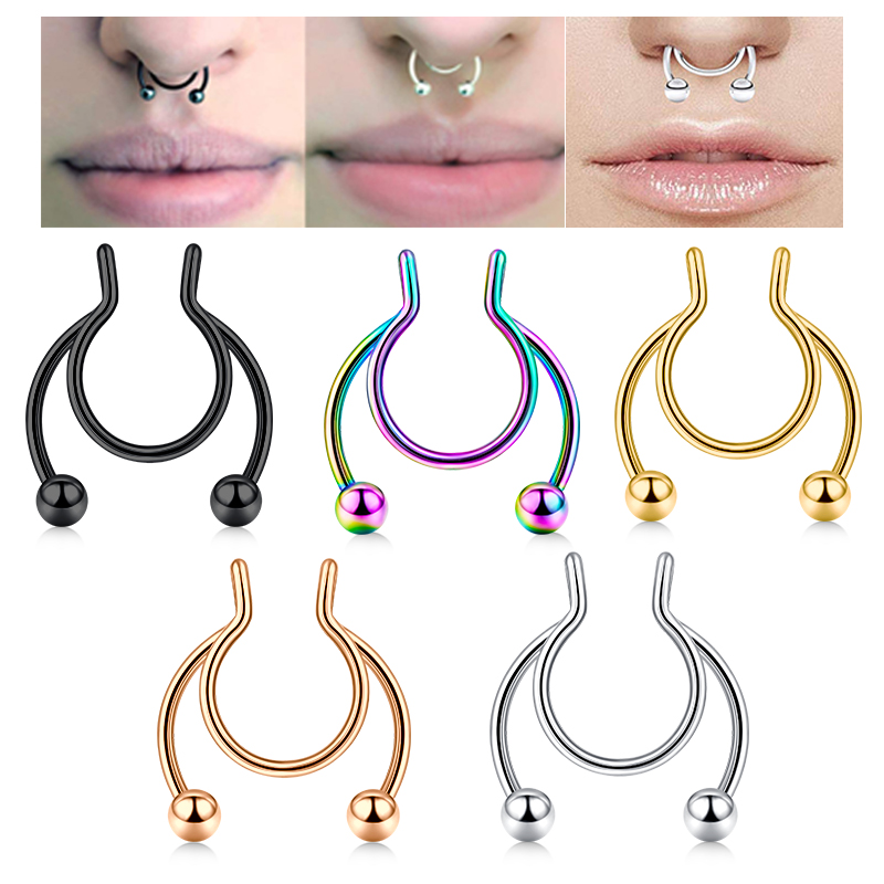 Pair Fashion Body Piercing Jewelry Stainless Steel Nose Ring Nose Nail Hoop punk 