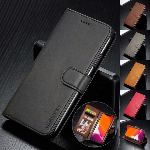 Leather Wallet Case for iPhone 12 Pro Max Mini 11 XS XR X SE 2022 8 7 6 6s Plus 5S 5 Luxury Flip Cover Coque Card Slots Magnetic ► Photo 1/6