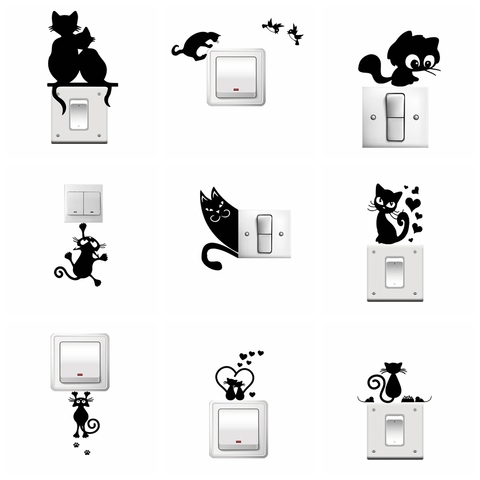 Cartoon cat Waterproof Wall Stickers Wall Art Decor For Kids Room Living Room Home Decor Vinyl Mural Decal ► Photo 1/6