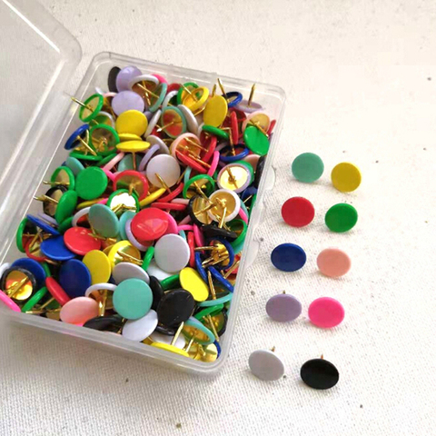 100pcs Round Shape Push Pins Thumb Tacks Notice Board Cork Paper Map Thumb Tacks Point Office binding supply ► Photo 1/6